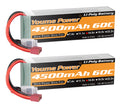 4S Lipo Battery 14.8V RC Battery 4500mAh Soft Case Compatible with 1/10 1/8 Scale RC Car Truck Vehicle Airplane Helicopter Boat Tank Models(2 Packs)