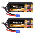 Nihewo 8500mAh 4S Lipo Battery 14.8V 100C Hard Case RC Battery for 1/5 1/6 1/7 Scale RC Vehicle Car Truck Buggy Drone Boat RC Models (2Packs)
