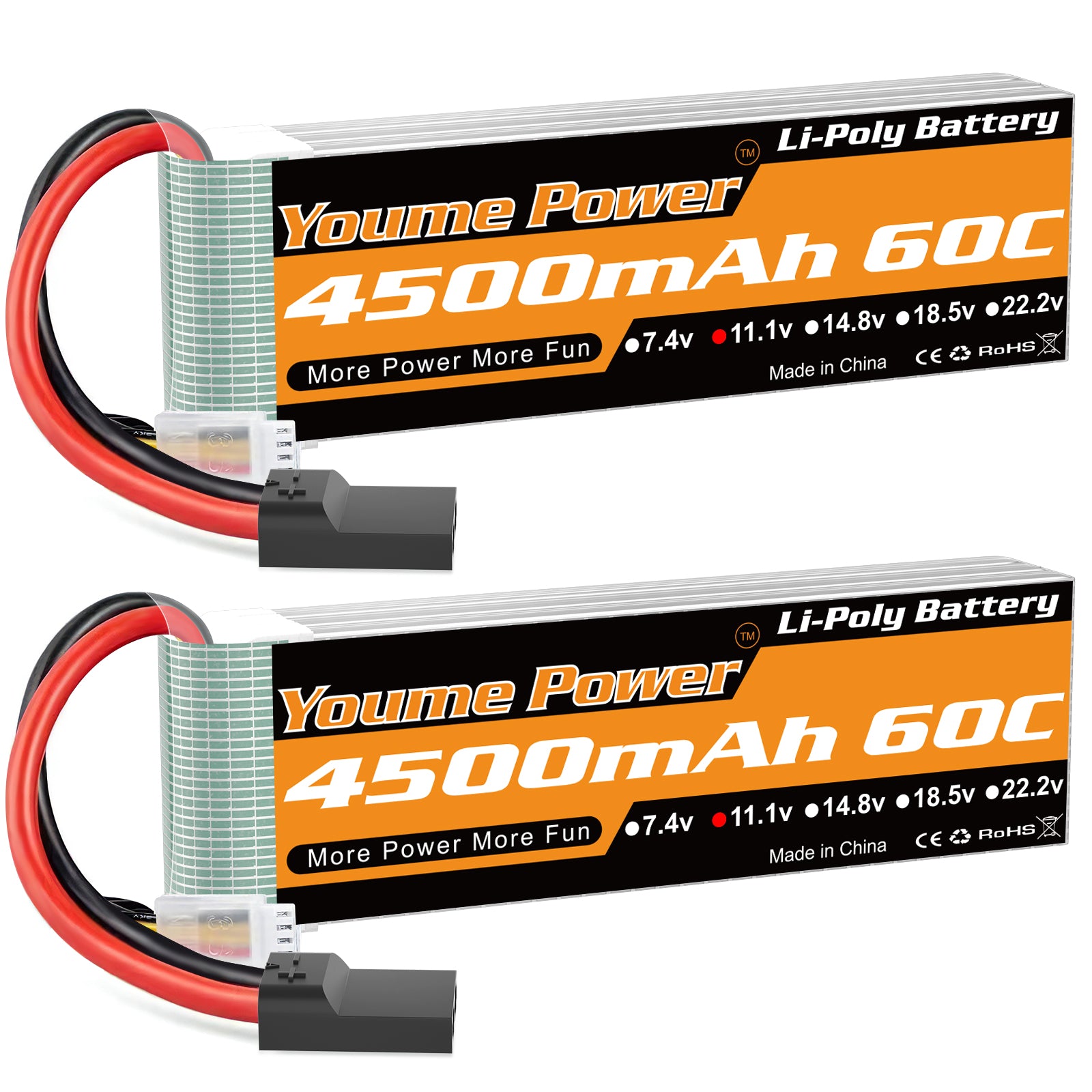 Nihewo 3S Lipo Battery 2Packs 11.1V Lipo Battery 4500mAh Soft Case Compatible with Arrma Axial Losi E-flite 1/10 and 1/8 Scale RC Car Truck Vehicle Airplane Helicopter Boat Tank Models