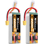 3S Lipo Battery 11.1V 2200mAh RC Lipo Battery Pack 100C Soft Case Compatible with RC Cars, Trucks, Boats, Airplanes, Helicopters, Drone, FPV Racing Hobby Models (2 Pack)