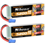 3S Battery Lipo,2 Packs 11.1V Lipo Battery 5200mAh Soft Case for RC Car/Truck, Boat,Drone,Buggy,Truggy,RC Helicopter, RC Airplane,UAV, FPV (Short)
