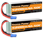 4S Lipo Battery 5200mAh 14.8V Lipo Battery 50C  Fit for 1/7 1/8 RC Car Truck Vehicle Truggy UAV Drone Helicopter Airplane Boat Models(2Packs)