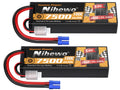 2S Lipo Battery Pack 7.4V RC Battery 7500mAh 100C Hard Case  for 1/8 1/10 RC Car Truck Vehicle Boat Tank Airplane Model(2 Packs)