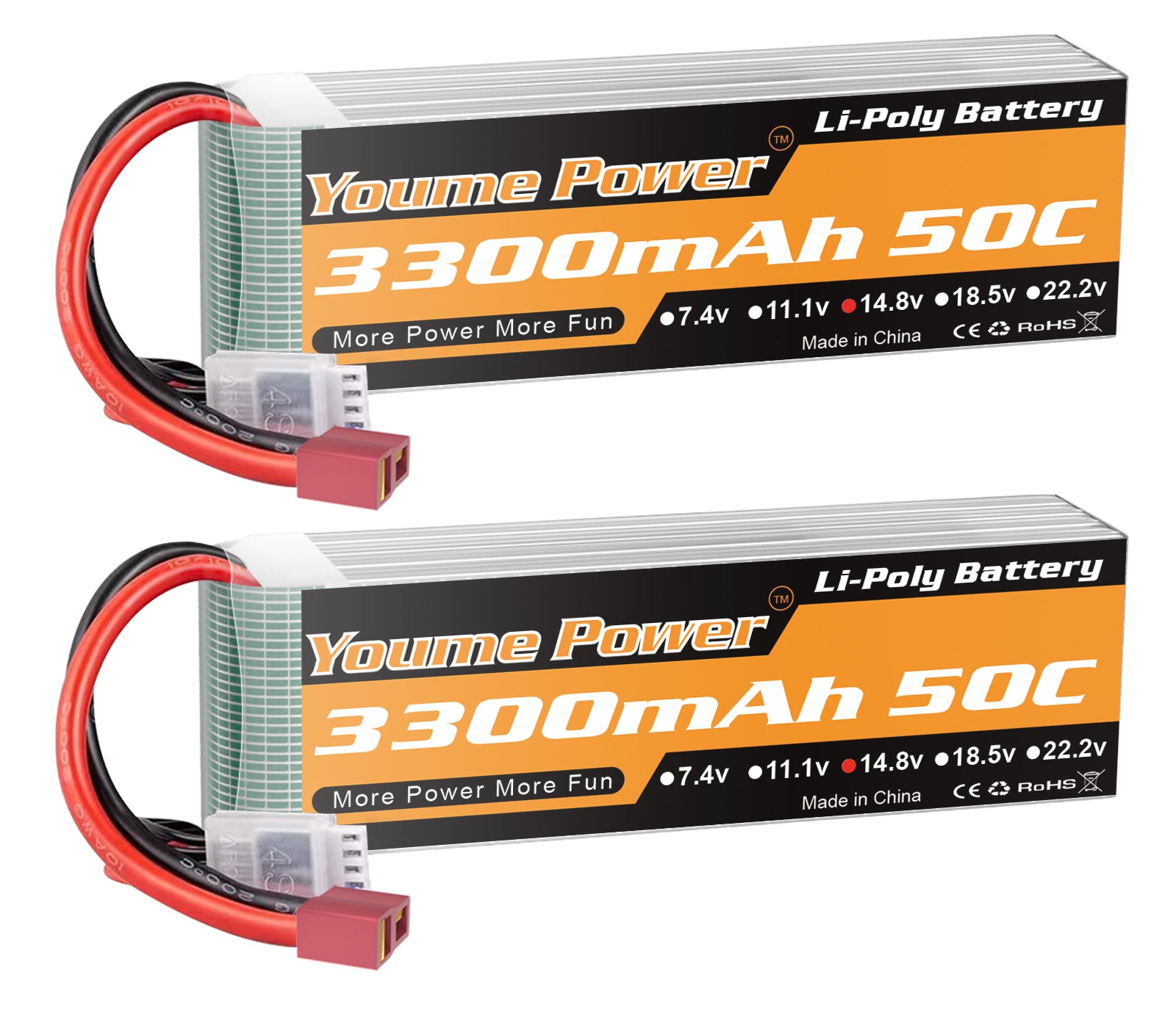 Nihewo 2Packs 4S Lipo Battery Pack, 14.8V Lipo Battery 3300mAh Soft Case Compatible with Axial E-flite RC Airplane Plane Quadcopter Drone EDF Jet Car Truck Vehicle Boat Models