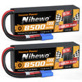 Nihewo 3S Lipo Battery 8500mAh 11.1V Lipo Battery 100C Hard Case Compatible with Arrma Axial 1/8 1/10 Scale RC Vehicle Car Truck Buggy Drone Boat RC Models (2Packs)