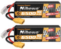 4S Lipo Battery Pack, Nihewo 14.8V RC Battery 6500mAh  HardCase Lipo Batteries Compatible with Arrma Losi 1/5 1/6 1/7 1/8 RC Car Truck Truggy Vehicles Tank Boat Airplane(2Packs )