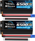 Nihewo 4S Lipo Battery 15.2V High Voltage Lipo Battery 6500mAh 100C Hard Case Compatible with 1/5 1/6 1/7 1/8 RC Car Truck Vehicles Truggy Buggy Boat Airplane(2Packs)