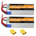 Youme 2 Packs 6S Lipo Battery 5200mAh 50C 22.2V Hard Case RC Battery  for Align T-REX550 600 RC Airplane Helicopter Quadcopter 1/7 1/8 Car Truck Boat