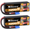 3S Lipo Battery 5200mAh 2 Packs 11.1V RC Battery 80C Hard Case for 1/8 1/10 Scale RC Car Truck Vehicle Tank Boat Helicopter Airplane Hobby Models