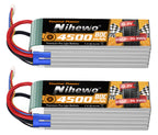 Youme 6S Lipo Battery,22.2V 4500mAh Lipo Battery Soft Case for X Class Drone Racing 70MM 80MM 90MM EDF RC Quadcopter Airplane Helicopter Car Truck Boat Hobby (2 Packs)