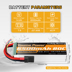 Youme 4S Lipo Battery 14.8V 6500mAh 80C Soft Case Fit for Maxx X-Maxx RC Buggy Truggy Crawler Monster Truck Car, Helicopter, Airplane (2Packs)