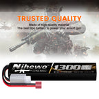 Airsoft Battery Rechargeable 11.1V 1300mAh 3S Lipo Battery 20C Soft Case with Dean-Style T Plug for AEG Airsoft Gun/Rifle RC Models (2packs)