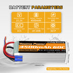 Youme 6S Lipo Battery,22.2V 4500mAh Lipo Battery 60C Soft Case for X Class Drone Racing 70MM 80MM 90MM EDF RC Quadcopter Airplane Helicopter Car Truck Boat Hobby (2 Packs)