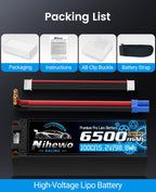 Nihewo 4S Lipo Battery 15.2V High Voltage Lipo Battery 6500mAh 100C Hard Case Compatible with 1/5 1/6 1/7 1/8 RC Car Truck Vehicles Truggy Buggy Boat Airplane(2Packs)