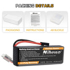 Nihewo 2Packs 2S Lipo Battery 7.4V 6500mAh RC Lipo Battery Pack 90C Hard Case Compatible with Arrma Axial 1/8 and 1/10 RC Truck Vehicles Car Truggy Buggy Racing Models