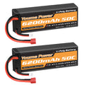 2S LiPo Battery 6200 mAh 50C 7.4 V Lipo Battery Hard Case  Compatible with Axial 1/8 1/10 RC Aeroplane Helicopter RC Car Truck Boat (2 Packs)