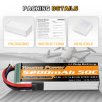 3S Battery Lipo,2 Packs 11.1V Lipo Battery 5200mAh Soft Case for RC Car/Truck, Boat,Drone,Buggy,Truggy,RC Helicopter, RC Airplane,UAV, FPV (Short)