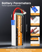 4S Lipo Battery 5200mAh 14.8V Lipo Battery 50C  Fit for 1/7 1/8 RC Car Truck Vehicle Truggy UAV Drone Helicopter Airplane Boat Models(2Packs)