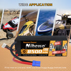 Nihewo 8500mAh 4S Lipo Battery 14.8V 100C Hard Case RC Battery for 1/5 1/6 1/7 Scale RC Vehicle Car Truck Buggy Drone Boat RC Models (2Packs)