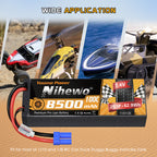 Nihewo 2S Lipo Battery 8500mAh 7.4V RC Battery 100C Hard Case Compatible with Arrma Axial 1/8 1/10 Scale RC Vehicle Car Truck Buggy Drone Boat Models (2Packs)
