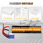 Youme 6S Lipo Battery,22.2V 4500mAh Lipo Battery 60C Soft Case for X Class Drone Racing 70MM 80MM 90MM EDF RC Quadcopter Airplane Helicopter Car Truck Boat Hobby (2 Packs)