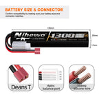 Airsoft Battery Rechargeable 11.1V 1300mAh 3S Lipo Battery 20C Soft Case with Dean-Style T Plug for AEG Airsoft Gun/Rifle RC Models (2packs)