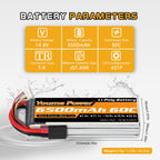 4S Lipo Battery, 14.8V Lipo Battery 6500mAh 60C Soft Case Compatible with Maxx X-Maxx RC Buggy Truggy Crawler Monster Truck Car Vehicle, Helicopter, Airplane (2Packs)