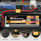 2Packs 11.1V Lipo Battery, 3S Lipo Battery 3300mAh XT60 Connector Soft Case Compatible with Axial E-flite RC Airplane Helicopter Quadcopter Car Truck Vehicle Boat Models