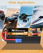 2Packs 4S Lipo Battery, 14.8V 7500mAh Lipo Batteries Hardcase 100C Compatible with Arrma E-flite 1/5 1/6 1/7 1/8 Scale RC Car Truck Truggy Vehicles Tank Boat Airplane Models