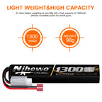 Airsoft Battery Rechargeable 11.1V 1300mAh 3S Lipo Battery 20C Soft Case with Dean-Style T Plug for AEG Airsoft Gun/Rifle RC Models (2packs)