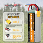 6S Lipo Battery Pack, 22.2V RC Battery 16000mAh for Large Aircraft Photography Drone FreeFly, OnyxStar, Gryphon x8, E1200, UAV, Multi-rotor, Align plant protection machinery,RC Boat