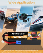 3S Lipo Battery 5200mAh 2 Packs 11.1V RC Battery 80C Hard Case for 1/8 1/10 Scale RC Car Truck Vehicle Tank Boat Helicopter Airplane Hobby Models