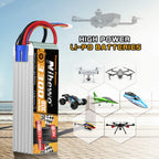 6S Lipo Battery 22.2V 3300mAh RC Battery for RC Airplane Helicopter Quadcopter Drone Car Truck Boat Model (2 Packs)