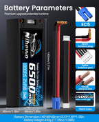 Nihewo 4S Lipo Battery 15.2V High Voltage Lipo Battery 6500mAh 100C Hard Case Compatible with 1/5 1/6 1/7 1/8 RC Car Truck Vehicles Truggy Buggy Boat Airplane(2Packs)