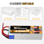 6S Lipo Battery 22.2V 3300mAh RC Battery for RC Airplane Helicopter Quadcopter Drone Car Truck Boat Model (2 Packs)
