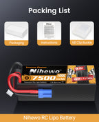 2Packs 4S Lipo Battery, 14.8V 7500mAh Lipo Batteries Hardcase 100C Compatible with Arrma E-flite 1/5 1/6 1/7 1/8 Scale RC Car Truck Truggy Vehicles Tank Boat Airplane Models
