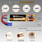 Nihewo 6S Lipo Battery,2Packs 22.2V 10000mAh RC Battery Soft Case 100C Compatible with RC Car Truck Tank Plane Drone Boat Models
