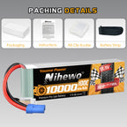 Nihewo 6S Lipo Battery,2Packs 11.1V 10000mAh RC Battery Soft Case 100C Compatible with RC Car Truck Tank Plane Drone Boat Models
